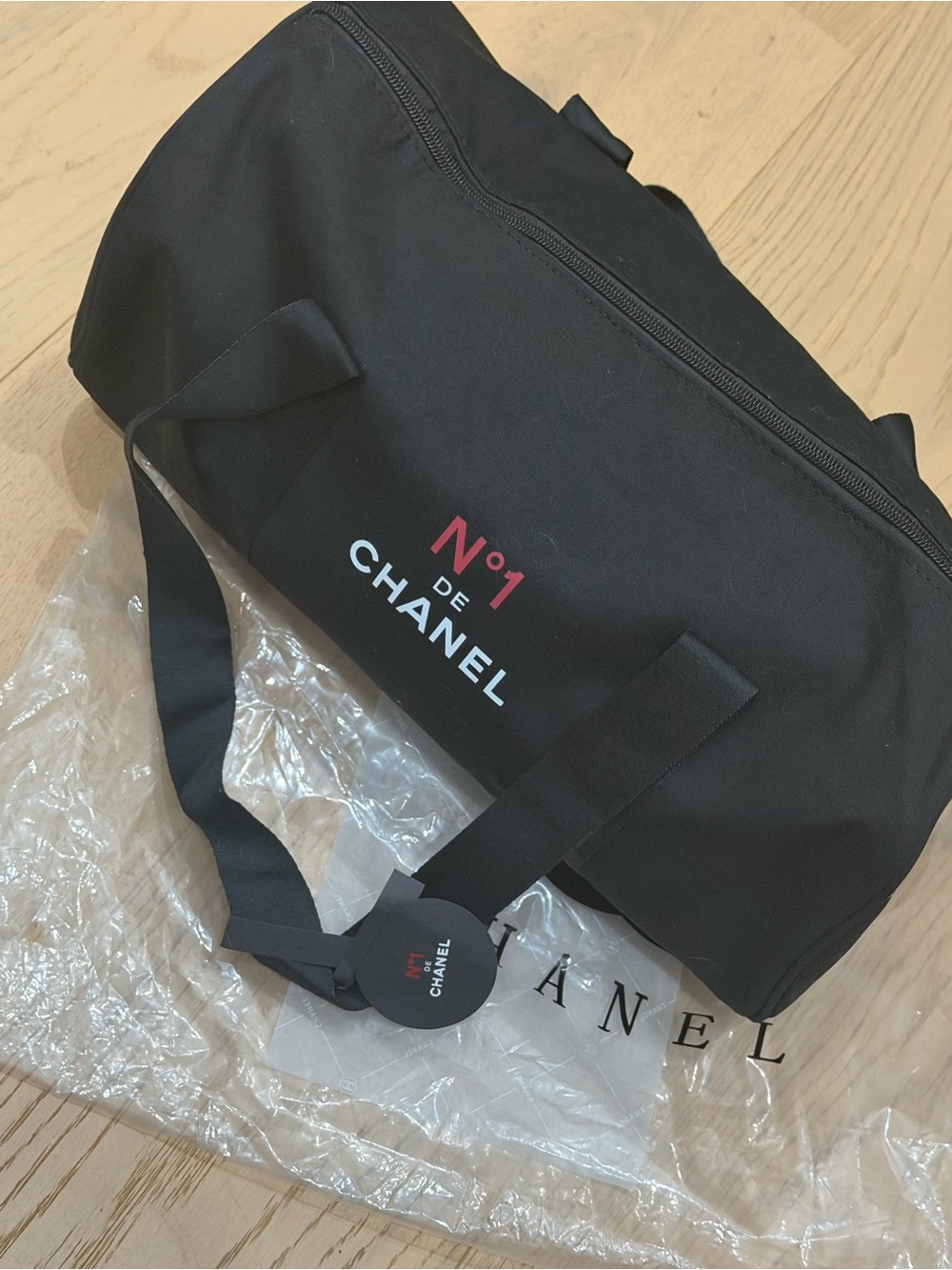 GWP-CHANEL Black Canvas Sm Duffel with Red N°1 Accent